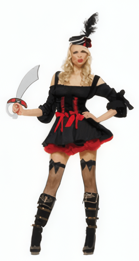 Disfraz de Pirata Negro y Tutú Rojo